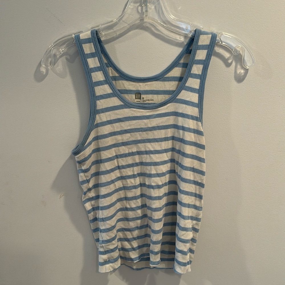 Light Blue and White Striped Tank Top